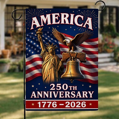 250. Jahrestag der USA, Jubiläumsflagge Amerikas 1776–2026, patriotisches Gedenkbanner der gesegneten Nation zur Unabhängigkeit Image