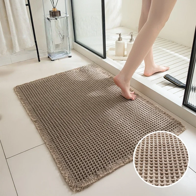 1 Stück 43 x 61 cm große Badezimmer-Bodenmatte, rutschfeste Matte am Eingang des Badezimmers, Schlafzimmer-Eingangsmatte, wasserabsorbierend für den Haushalt Image