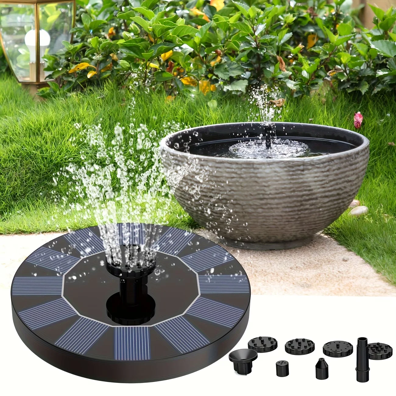 Hochwertige Solar-Springbrunnenpumpe, Solarbrunnen, Solar-Außenbrunnen für den Garten, Solarbrunnen für Vogelbad, zur Gartendekoration