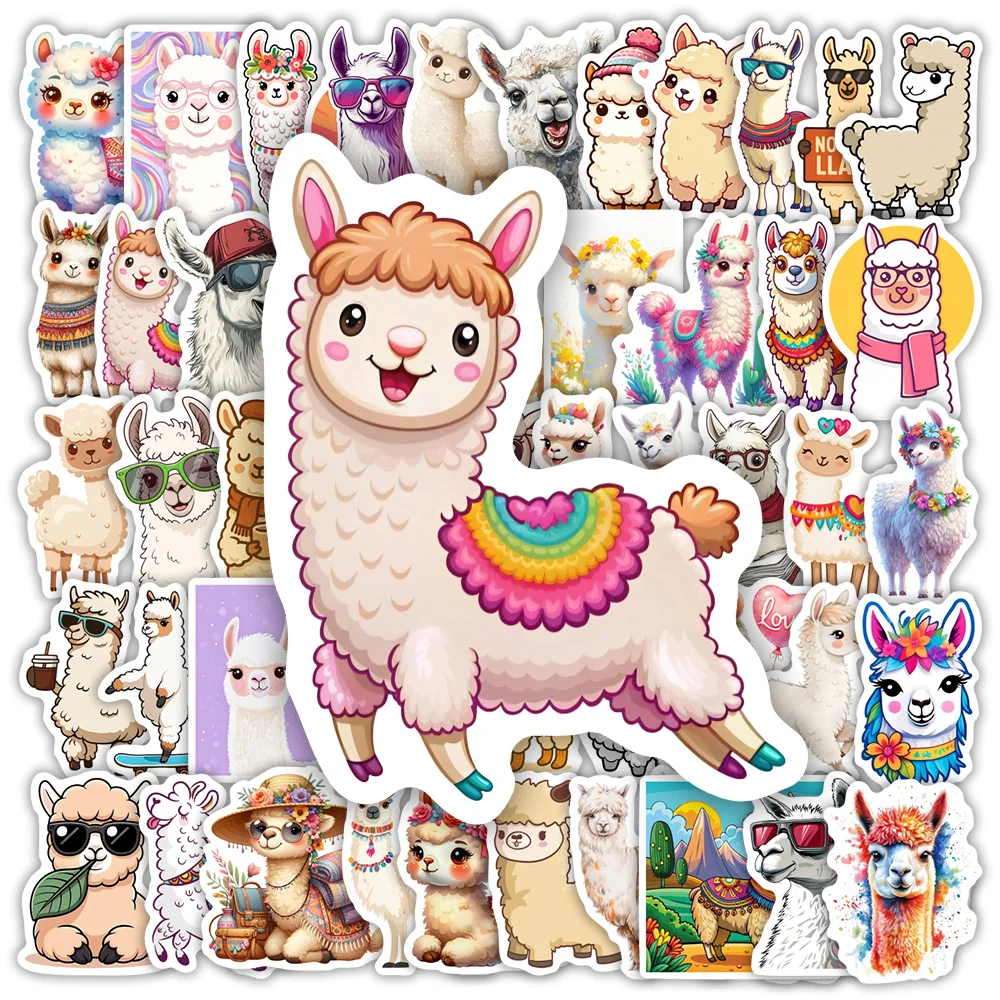 Niedliche Alpaka-Lama-Aufkleber, wasserfeste Vinyl-Sticker, DIY-Geschenkspielzeug für Scrapbooking, Junk Journal, Laptop, Handy, Flaschendekoration Image