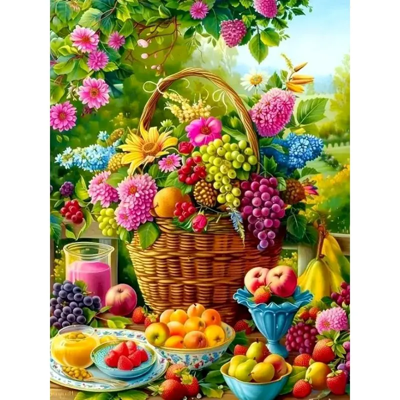 CHENISTORY Blumenkorb Malen nach Zahlen Acrylfarben Dekorative digitale Malerei für Heimwandkunst Bild Kunstbedarf U Image
