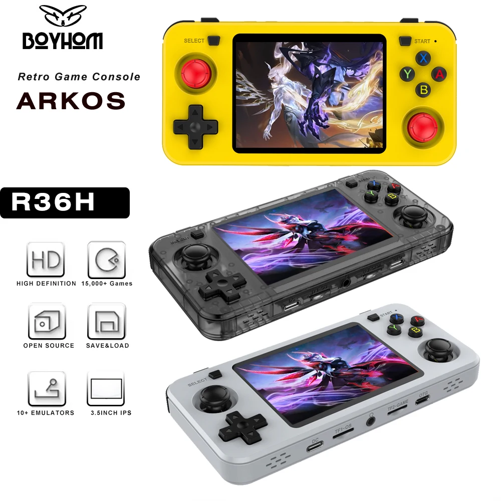 BOYHOM R36H Retro Handheld-Spielkonsole Gelb 3,5