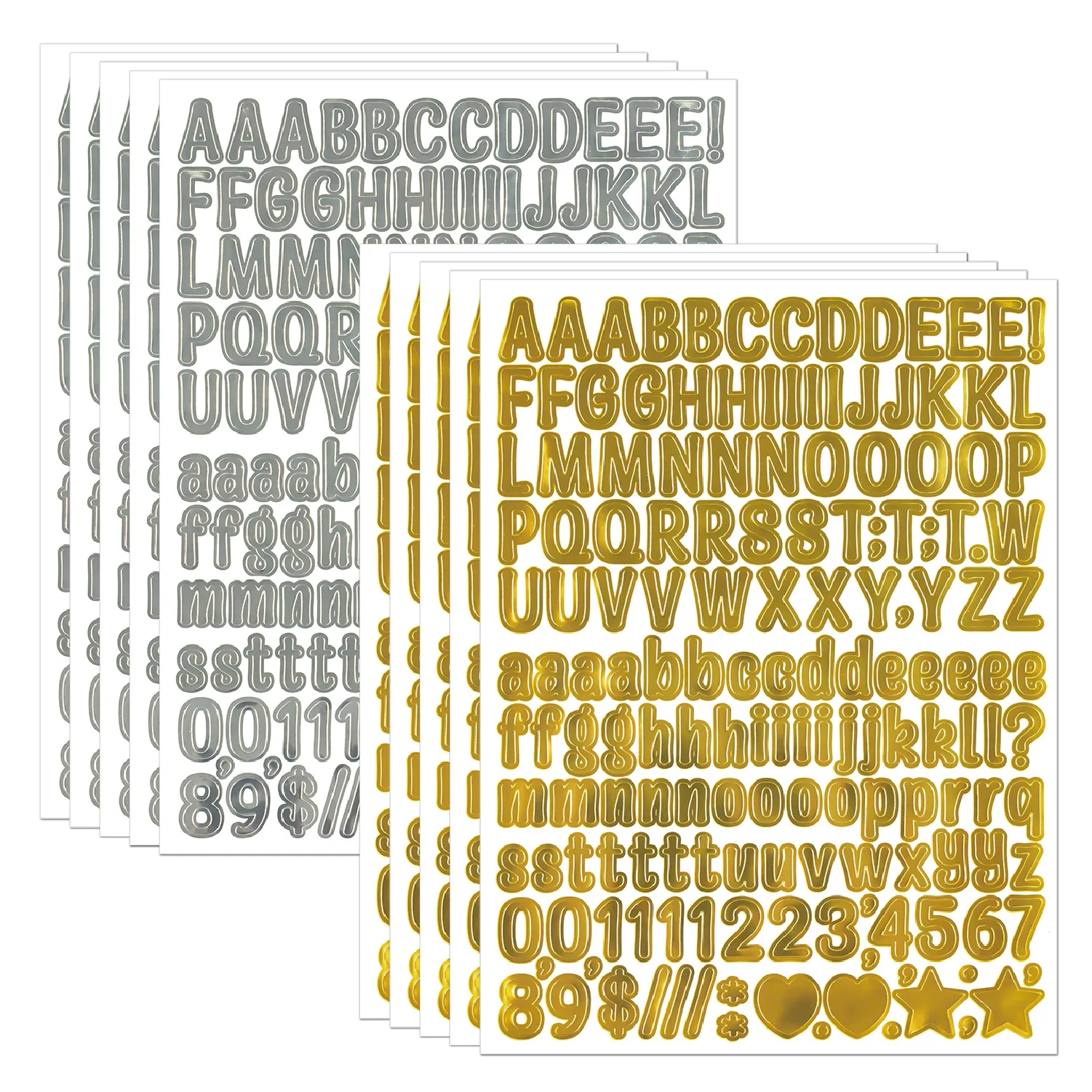 10P 0,5-Zoll Englische Buchstaben-Aufkleber Gold und Silber DIY-Dekorationsartikel Kleine Alphanumerische Aufkleber für Vielseitige Anwendungen Image