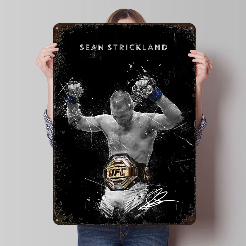 Sean Strickland Weißblech-Poster, individuelle Wandkunst, Vintage-Metallschilder, Retro-Blechschild für moderne Heimdekoration, Luxushaus