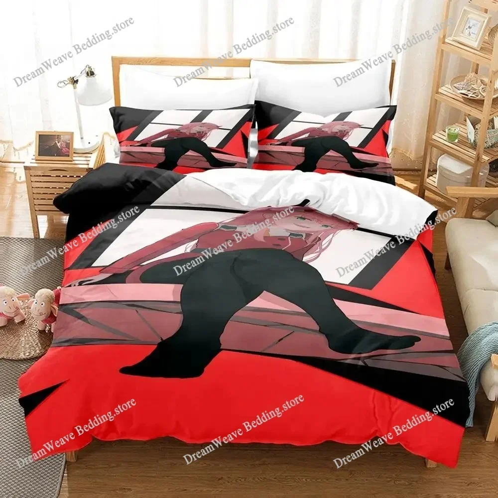 Ensemble de literie Zero Two DARLING in The FRANXX, ensemble de literie confortable avec housse de couette, housse de couette et taie d