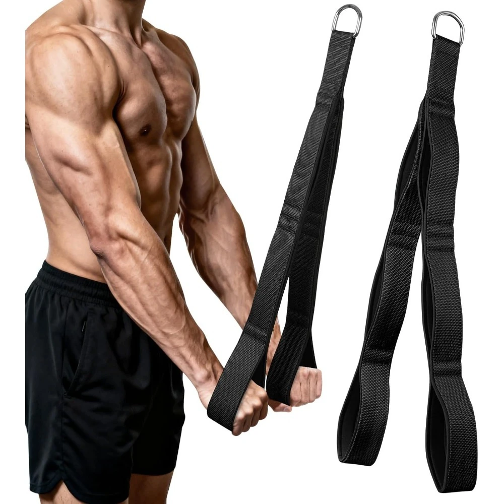 Trizeps-Seilzugvorrichtung, Hochbelastbares Kabelzugsystem mit 3 Längenverstellbaren Griffen für Fitness-Workouts Image