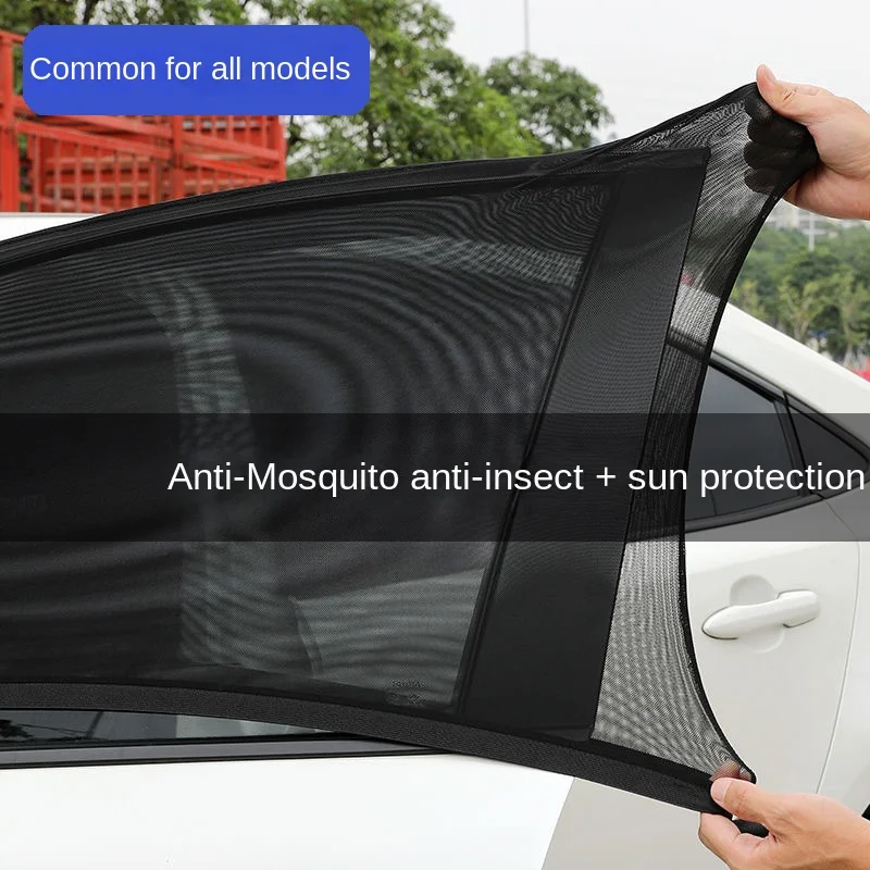 2 Stück Auto-Heckfenster-Sonnenschutz UV-Schutznetz gegen Mücken und Sonneneinstrahlung, Sichtschutz, faltbarer Vorhang Image