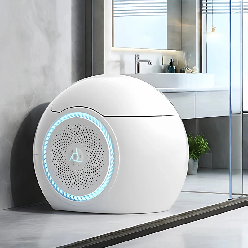 Modernes Egg Smart-WC, intelligentes Bidet, luxuriöses, einteiliges elektrisches WC mit LED, automatischer Spülung und beheiztem Sitz für Hotel und Zuhause Image