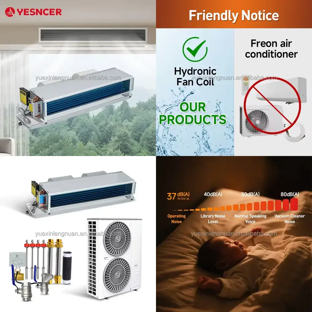 Gewerbliche Wasser-Fancoil-Deckeneinheit, Horizontal, Verdeckt, Hydronische FCU-Ventilator-Konvektor-Einheit zum Heizen und Kühlen Image