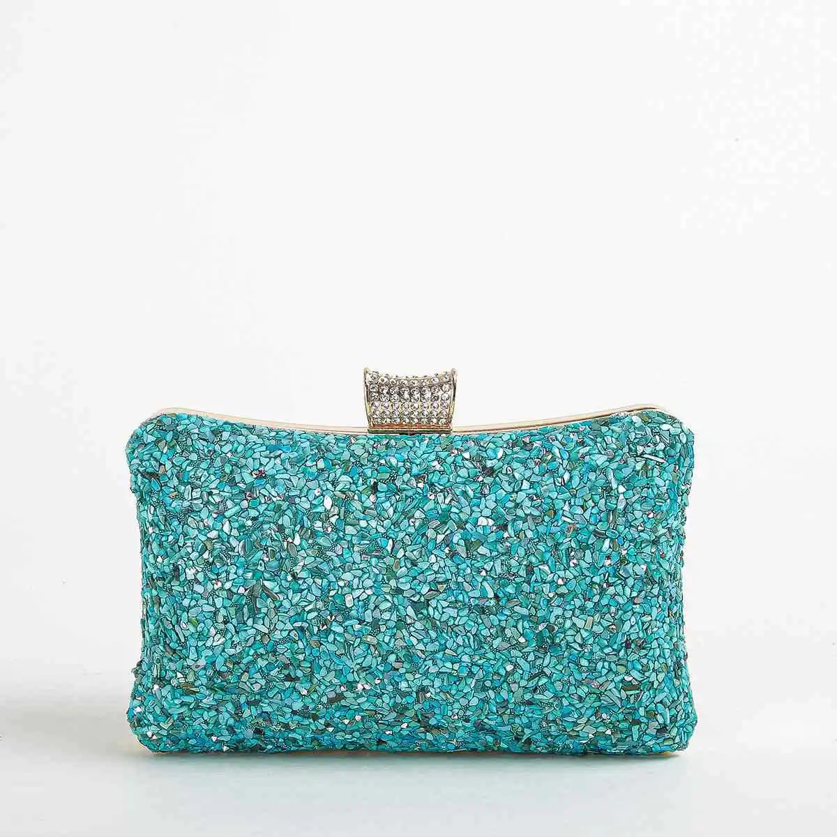 Nouveaux sacs de soirée fantaisie dames mode diamant coloré incrusté pochette femmes à la mode paillettes rétro Turquoise pochette