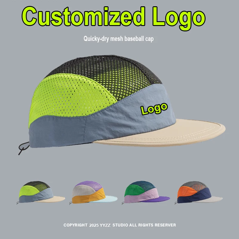 Angepasst Logo Sommer Mesh Flache Krempe Sonne Schnell trocknend Dünne Baseball Kappe Männer Frauen Farbe Passenden Outdoor Laufen Sport kappe Image
