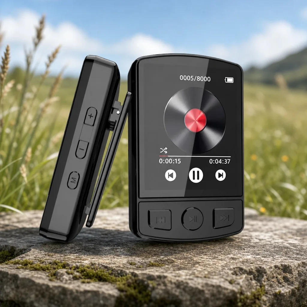 Lecteur MP3 portable avec clip sportif, Bluetooth 5.2, écran 1,8 pouces, radio FM
