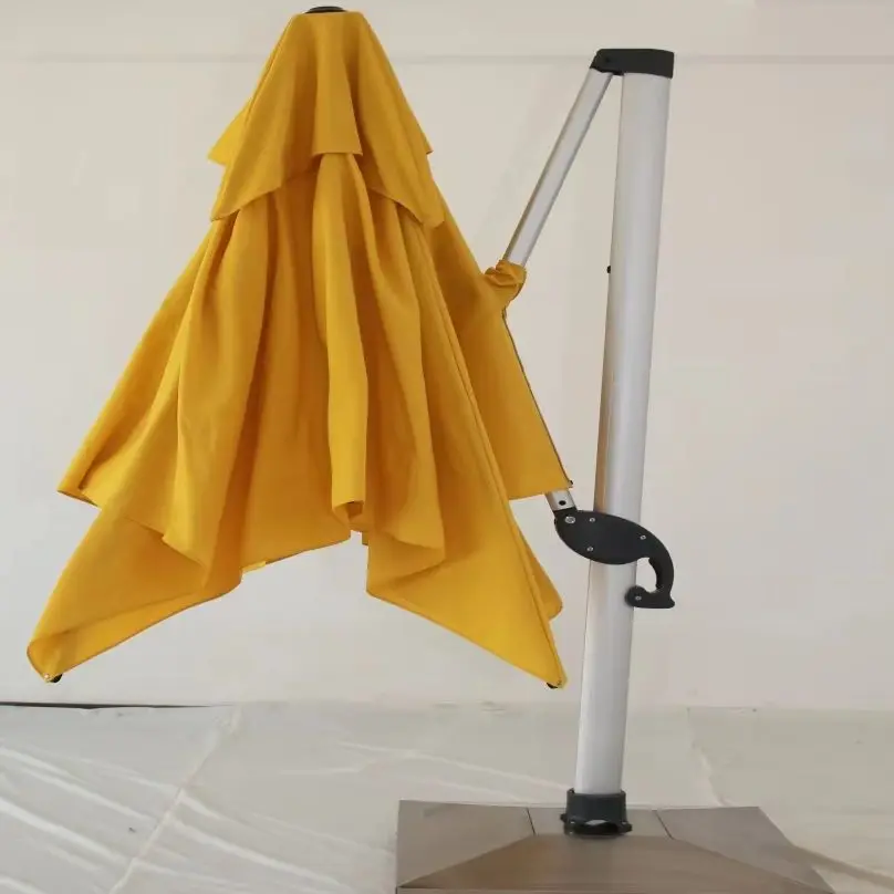 Parasol de jardin robuste pour l'extérieur, parasol de terrasse solaire à levage manuel avec LED, mobilier de jardin pour restaurant et jardin