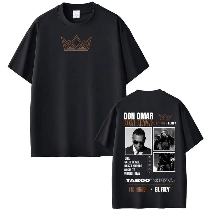Rapper Don Omar Album-Print T-Shirts für Männer und Frauen, modische T-Shirts, kurzärmelig, locker, lässig, Baumwolle, Hip-Hop-T-Shirts, Streetwear.