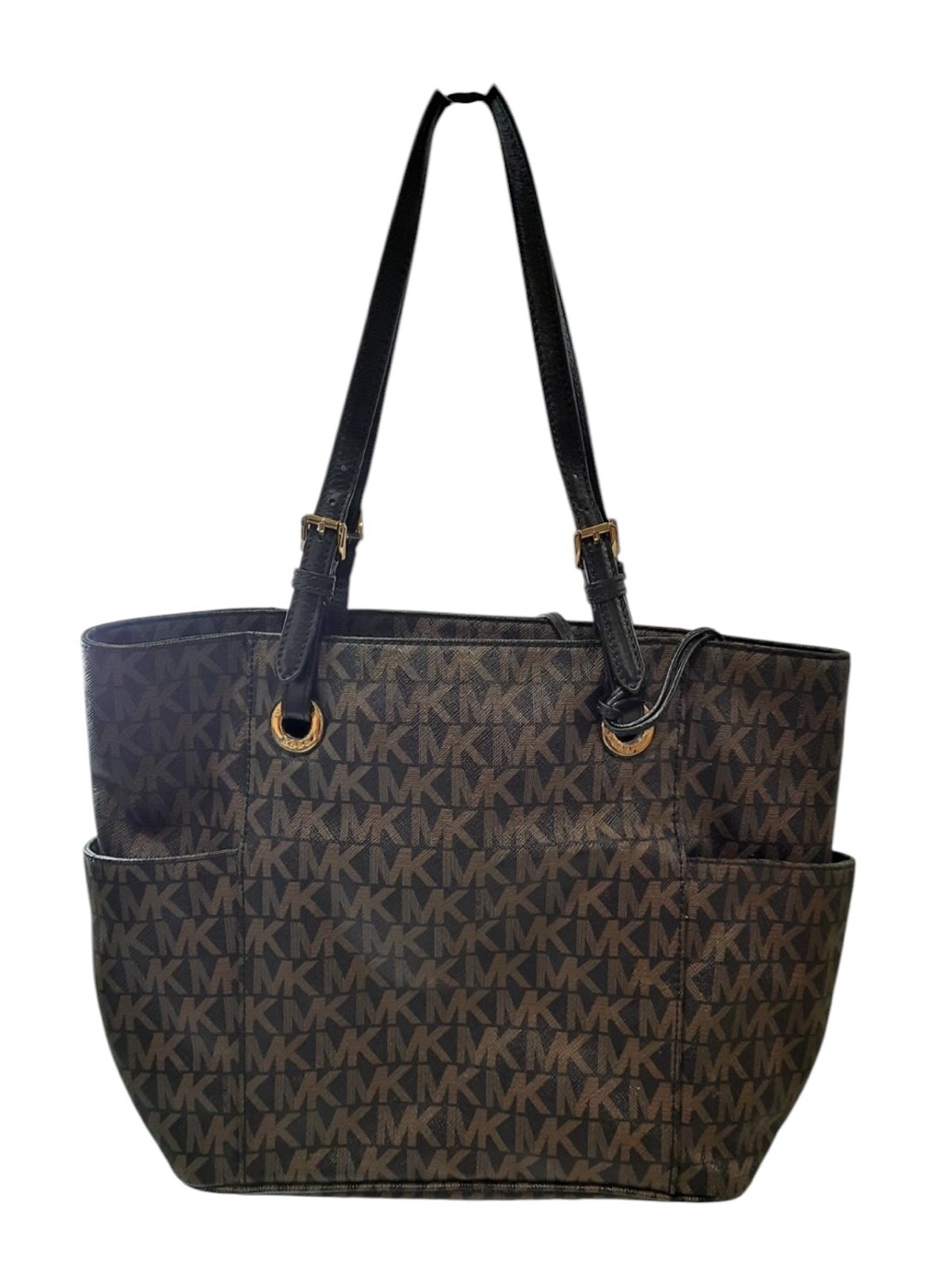 Michael Kors Bags | 8736 Michael Kors Brown/Black Mk Signature Tote | Color: Black/Brown | Size: Os