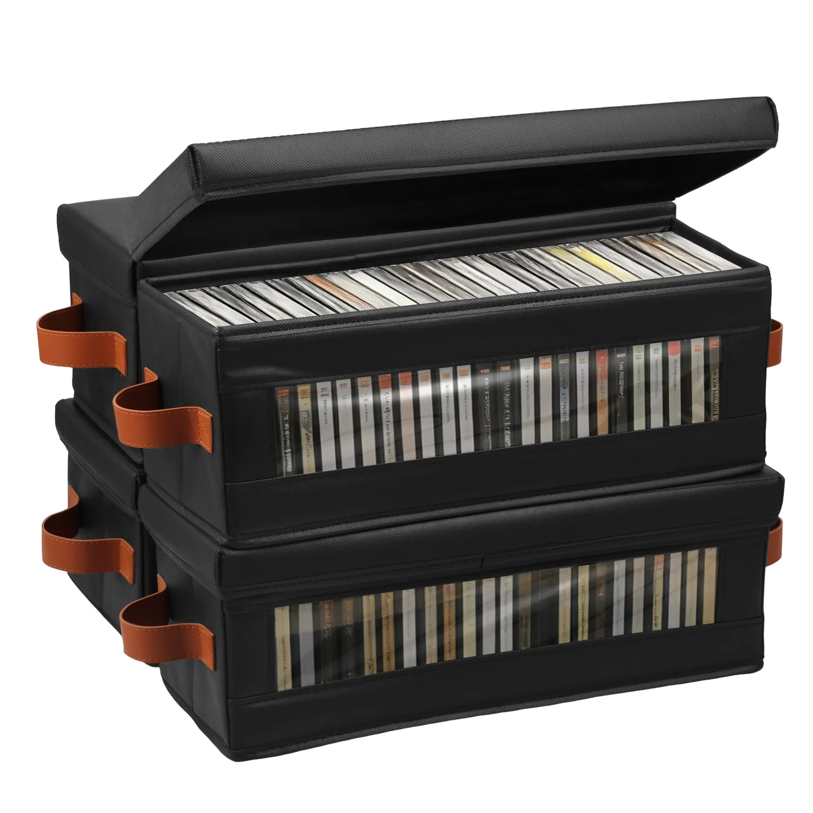 4er-Pack DVD-Aufbewahrungsbox mit sichtbarem Fenster, staubdichter DVD-Hüllenhalter, Organizer mit Deckel und Griff für bis zu 104-Hüllen, CD-Halter