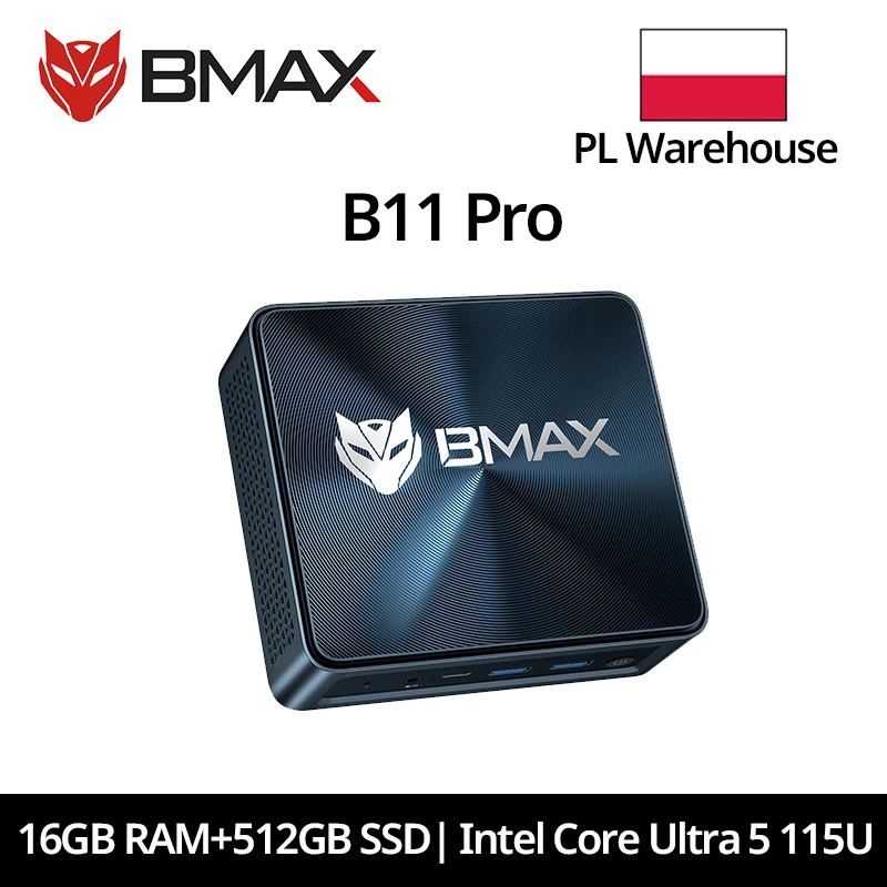 BMAX B11 Pro Mini-PC Intel Core Ultra 5 115U 8 Kerne 10 Threads 16GB RAM 512GB SSD WLAN Bluetooth USB HDMI Type-C Windows 11 Image