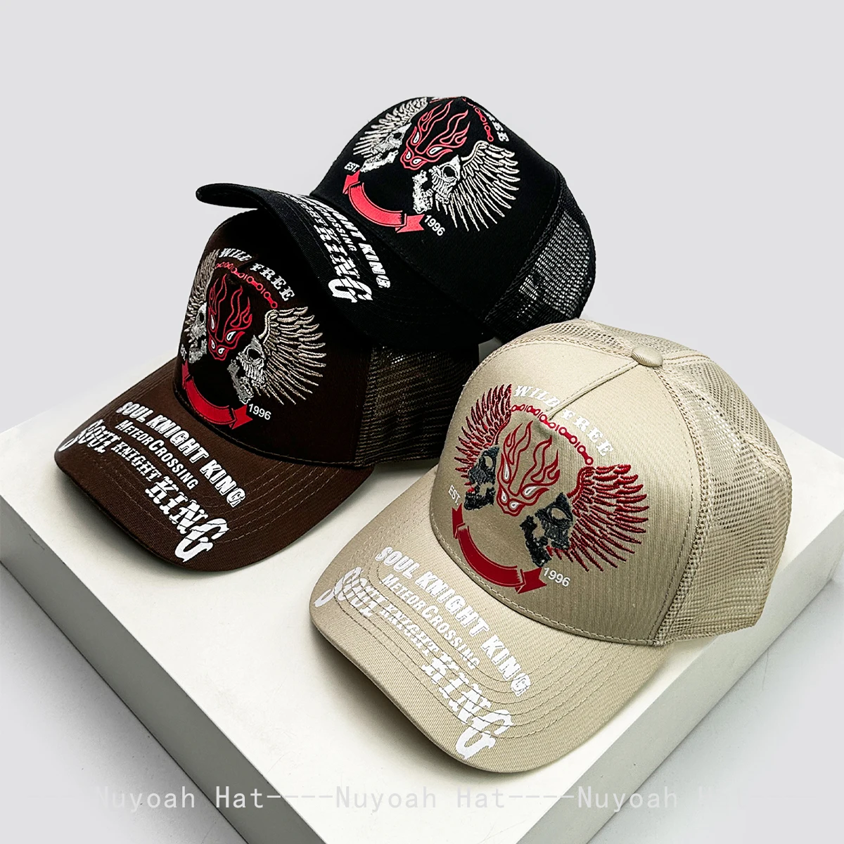 Hip Hop Soul Knight King Baseballmützen mit Stickerei, atmungsaktiv, personalisiert, für Männer und Frauen, Sonnenschutz, vielseitig einsetzbar, Trucker Caps