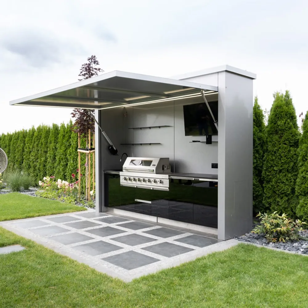 Tragbare Campingküche mit Grillstation, faltbare Outdoor-Kücheninsel, mobile Campingküche mit Stauraum für Wohnmobil und Picknick Image