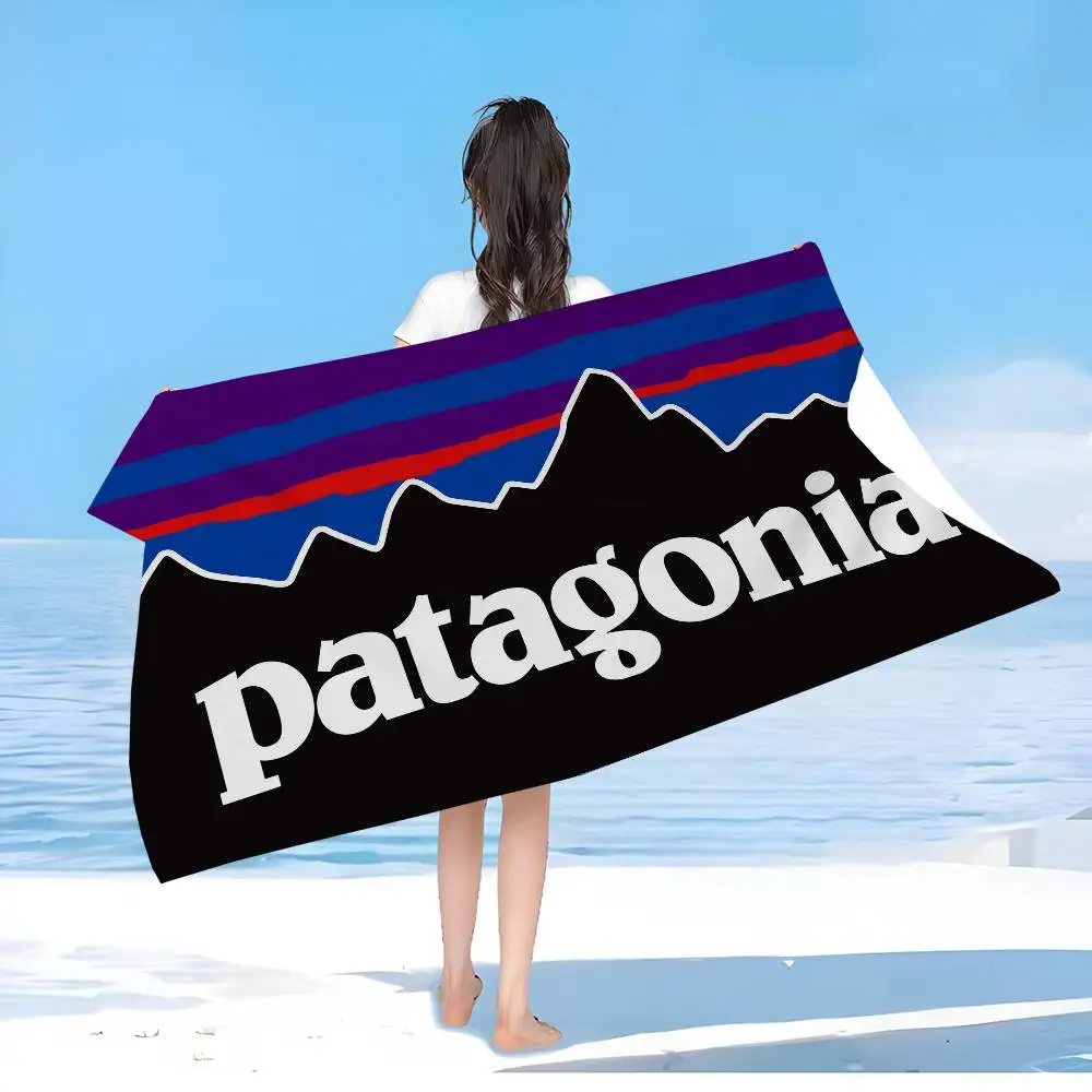 Luxuriöse P-Patagonias Logo Große Mikrofaser-Strandtücher Schnelltrocknende Handtücher Sandabweisende Strandtücher Pooltücher für Reisen Schwimmen Yoga
