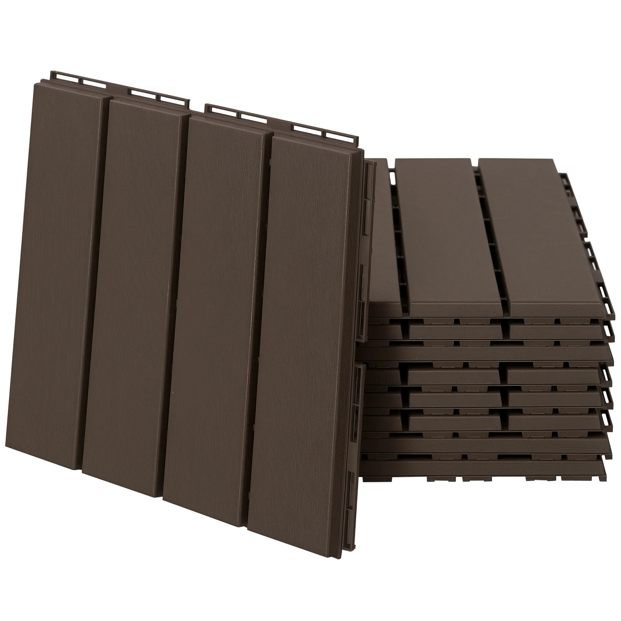 Terrassenfliesen 30 x 30 cm 9 Stück 0,81 ㎡ Klickfliesen Balkonfliesen mit Klicksystem Drainagefunktion Bodenbelag Fliese für Terrasse Balkon Braun