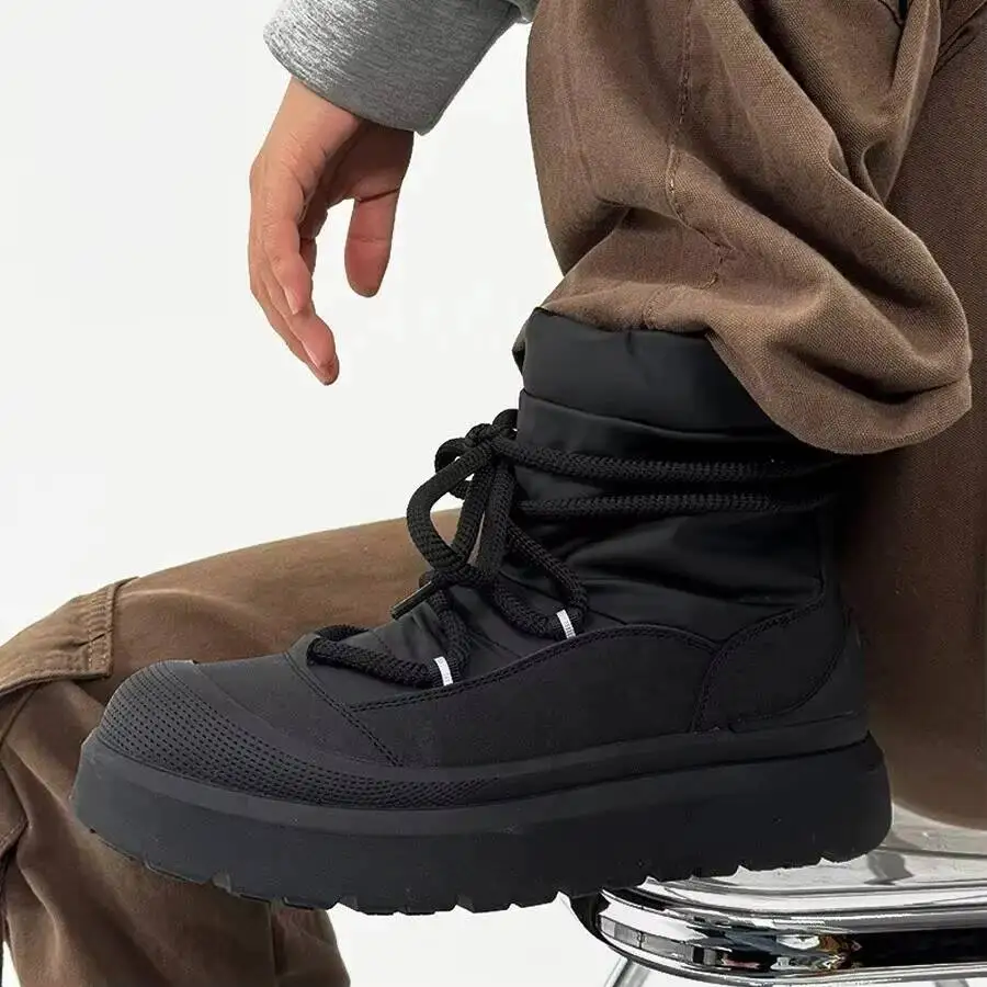 2025 Winter Herren Plüsch-High-Top-Stiefel mit dicker Sohle, modisch, vielseitig, warm, weich, bequem, aus flauschigem Baumwollstoff Image
