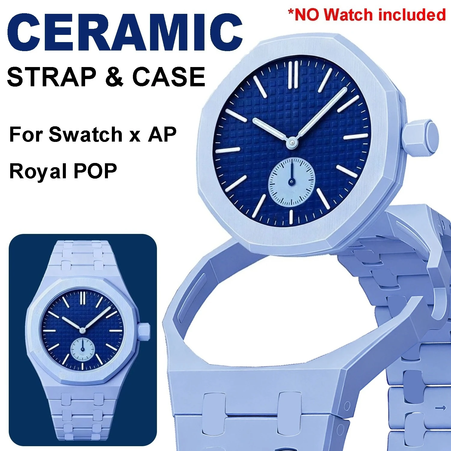 Keramik-Modifikationsset für Swatch x AP Royal POP Biomaterialien-Uhrengehäuse, Armband und Taschenadapter für Armbanduhren
