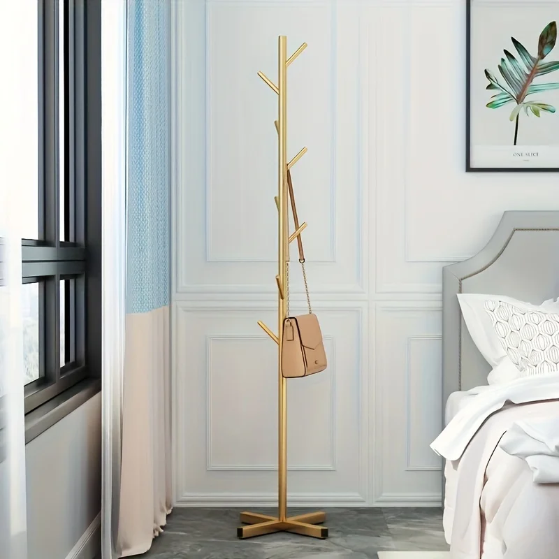Modern Gold Tree-Shaped Garment Rack, Multi-Hook Hanger for Clothes, Bags and Accessories