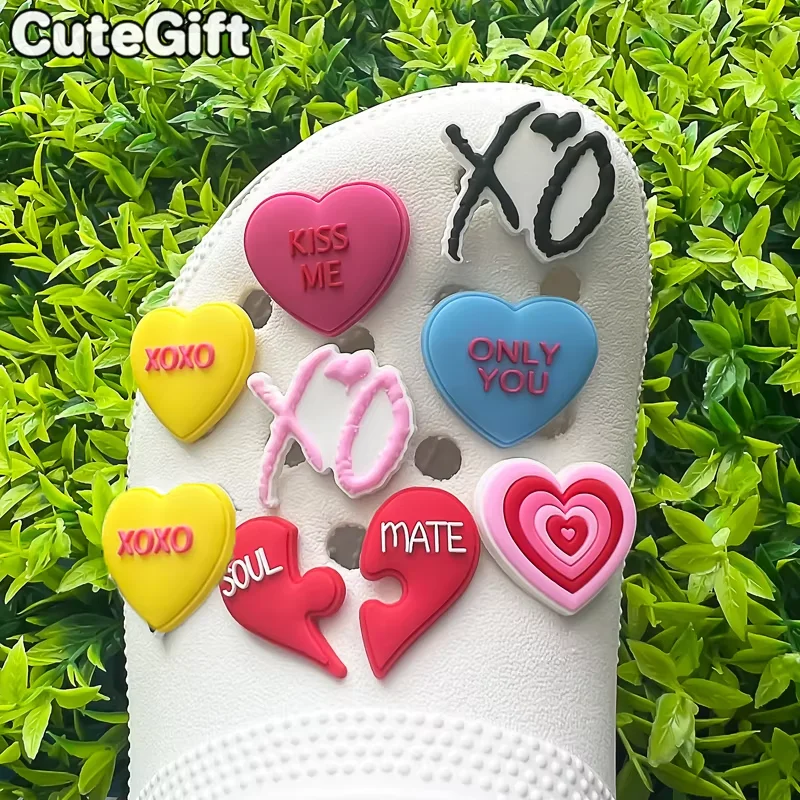 1 stücke Herz Schuh Charms Regenbogen rosa Herz Pins für Mädchen Frauen Schuh Dekorationen Zubehör für Clog Schnallen passen Garten Sandalen