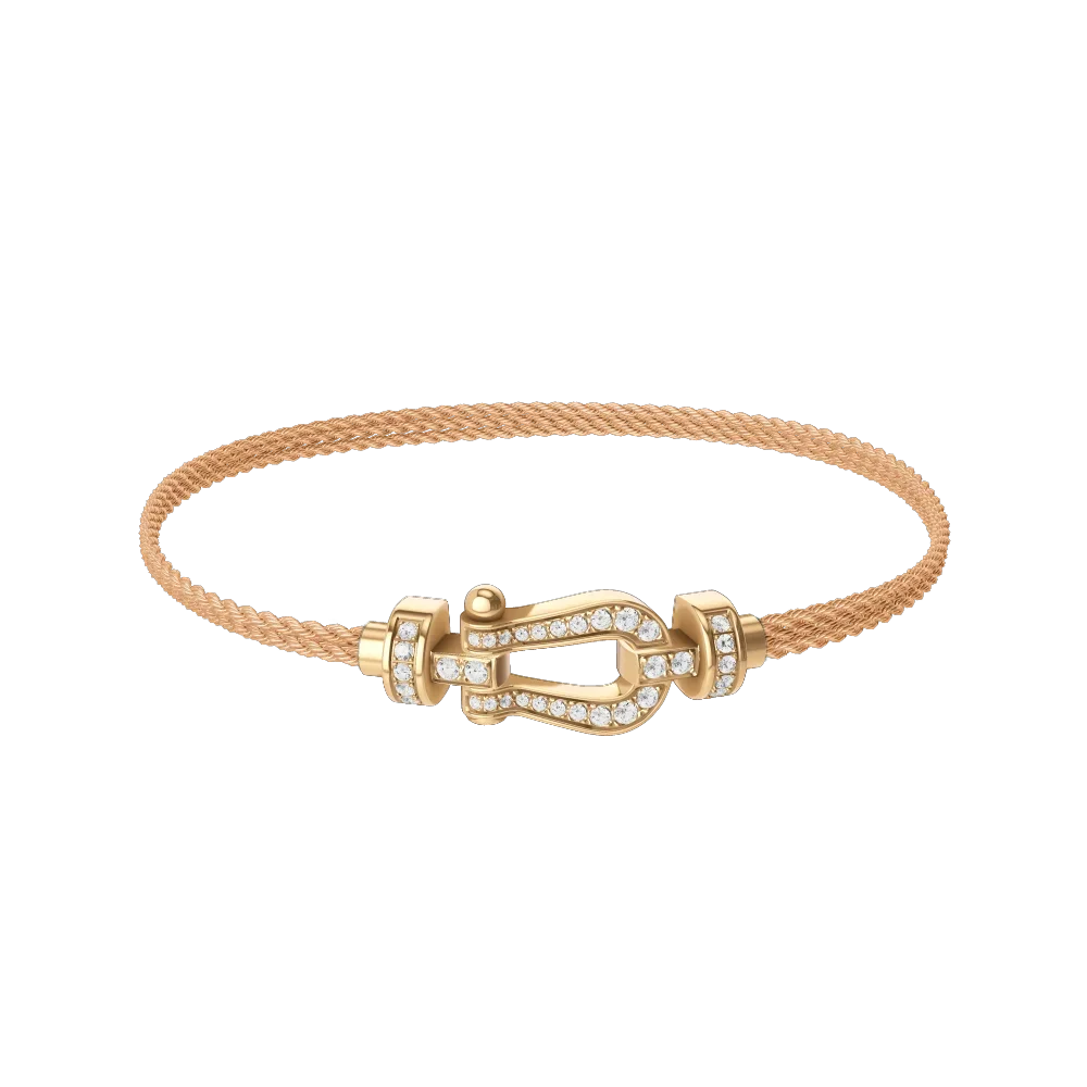 925er reines Silber Doppelschicht-Ketten-Hufeisenarmband, Größe M