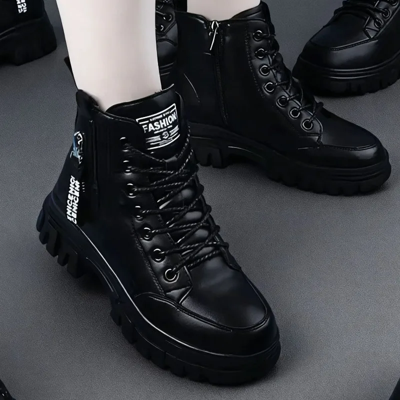 Modische Freizeitschuhe für Damen Neu 2025 Winter Warme Plus-Velours Allzweck Schwarze Stiefeletten Dickbesohlte Baumwoll-Sneaker Zapatillas