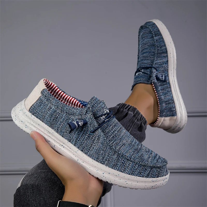 Sommer-Canvas-Loafer für Herren, große Größe 48, leichte Herren-Freizeitschuhe, bequeme, atmungsaktive, flache Schuhe, Slip-on-Schuhe für Herren