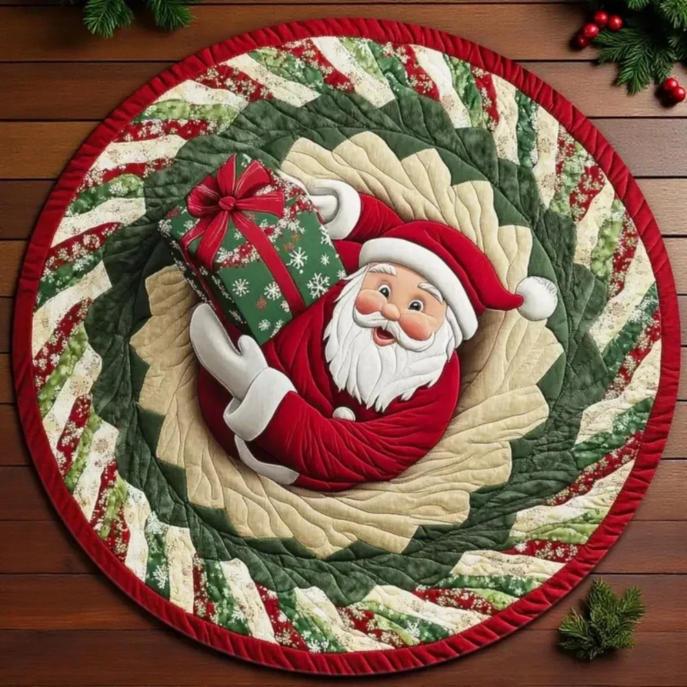 VIKAMA Weihnachts-Weihnachtsmann-Teppich, weich, gemütlich und schallabsorbierend, für den Eingangsbereich, Flur, Wohnzimmer, Sofa und Liegestuhl, Heimdekoration Image