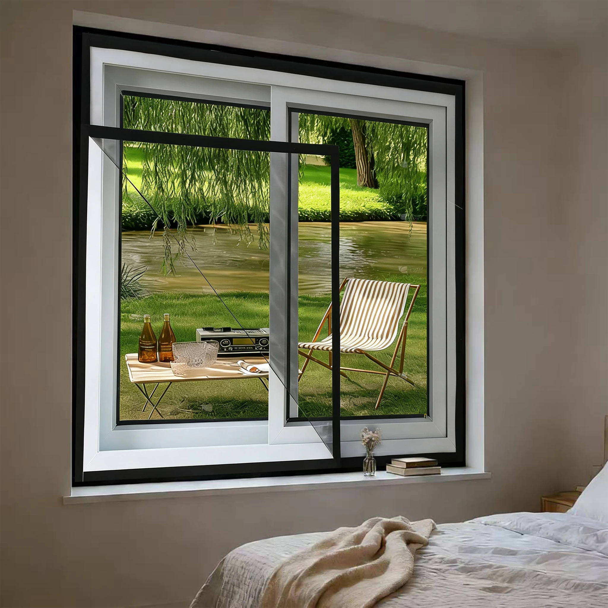 Fenster-Mückennetze, Moskitoschutzgitter, waschbare Fenstergitter, einfache Fenster-Insektenschutzgitter kleben auf Fenster.