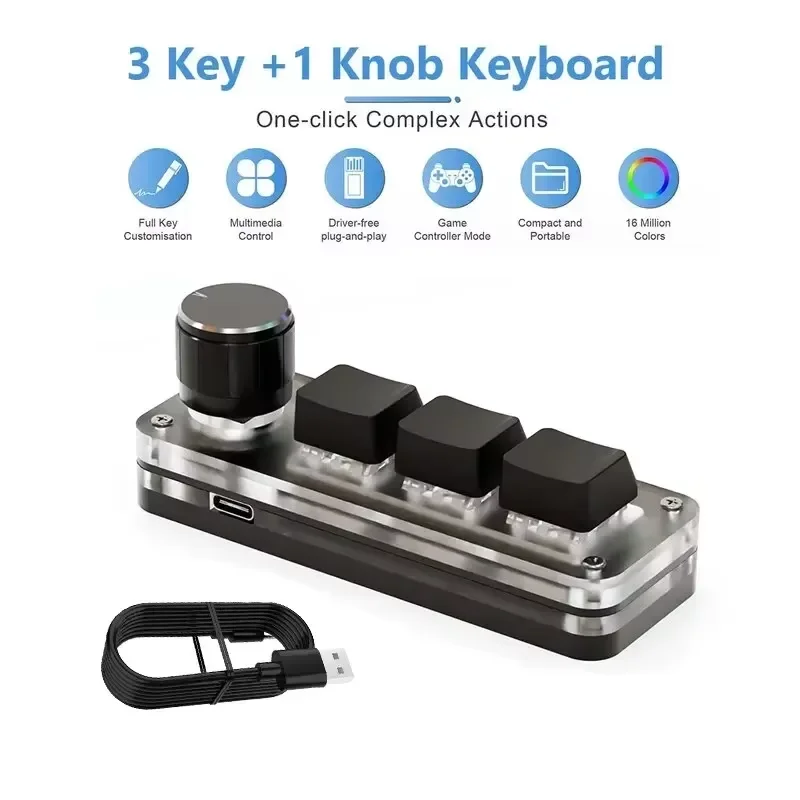 Mini Makro Mechanische Tastatur 3/6 Tasten USB RGB Gaming mit Anpassbarem Programmierknopf Tragbarer Schalter für Photoshop Image