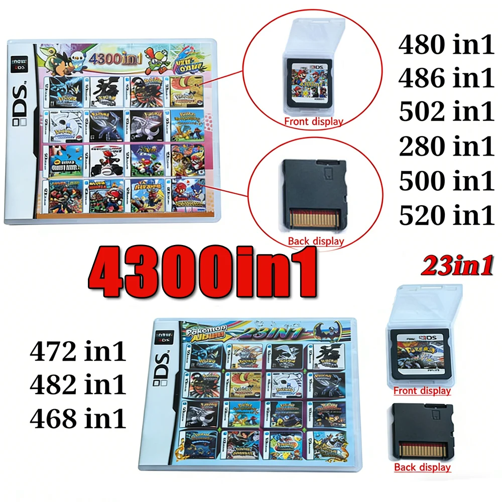 4300-in-1 Kompilation DS 3DS 3DS NDSL Pokemon Spielkassette Videospiel-Handheld-Player (R4-Karte) 23in1/208in1/280in1/482 Image