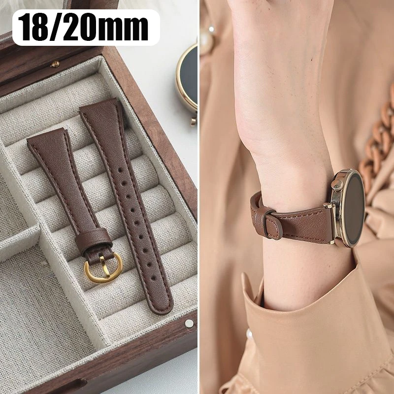 Lederarmband für Huawei Watch GT6 41mm GT5 GT4 Damenarmband für Samsung Galaxy Watch 7 6 5 4 3 FE Active 2 20mm 18mm Uhrenarmband Image