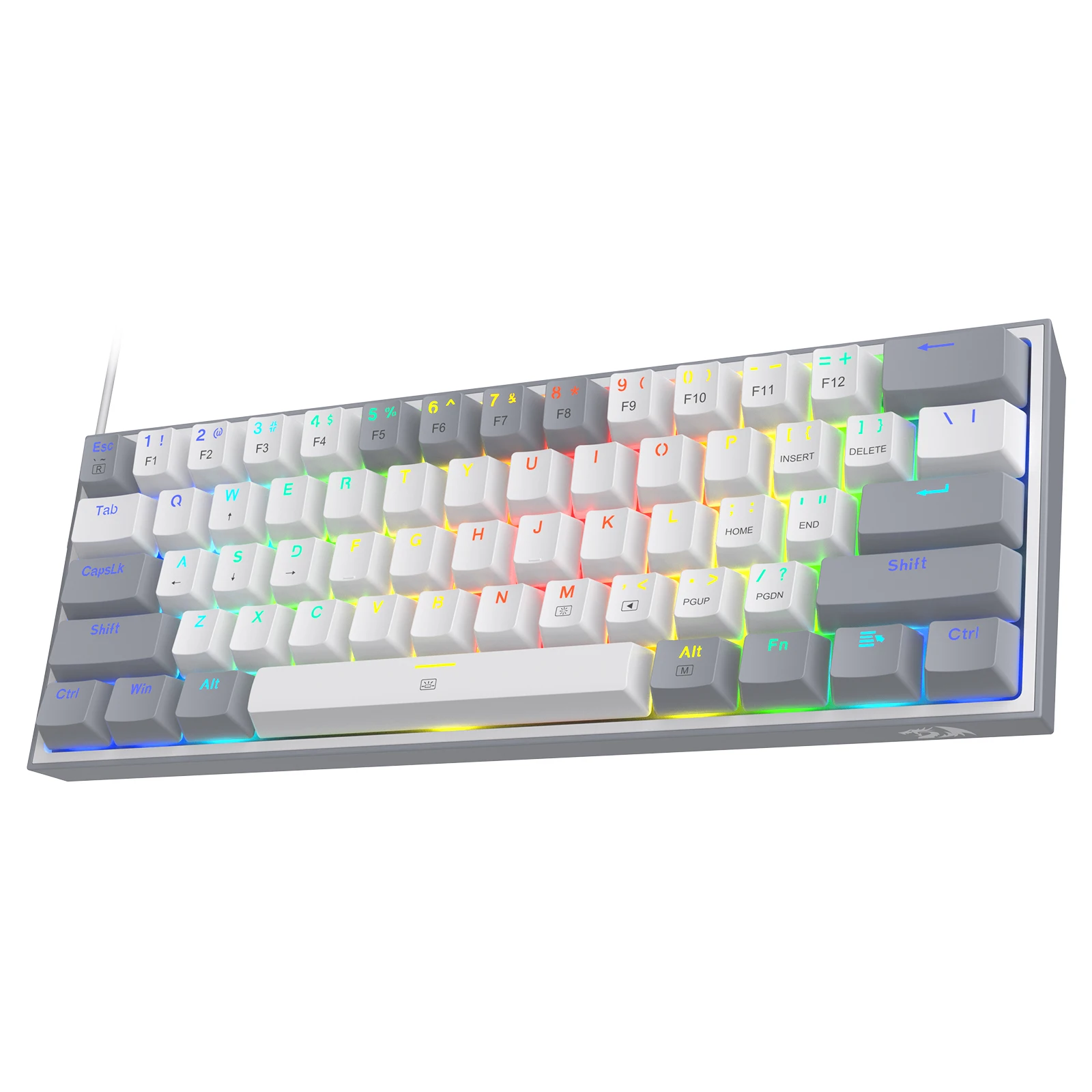 Redragon K617 Fizz 60 % kabelgebundene RGB-Gaming-Tastatur, 61 Tasten, Hot-Swap-kompakte mechanische Tastatur, roter Schalter Image