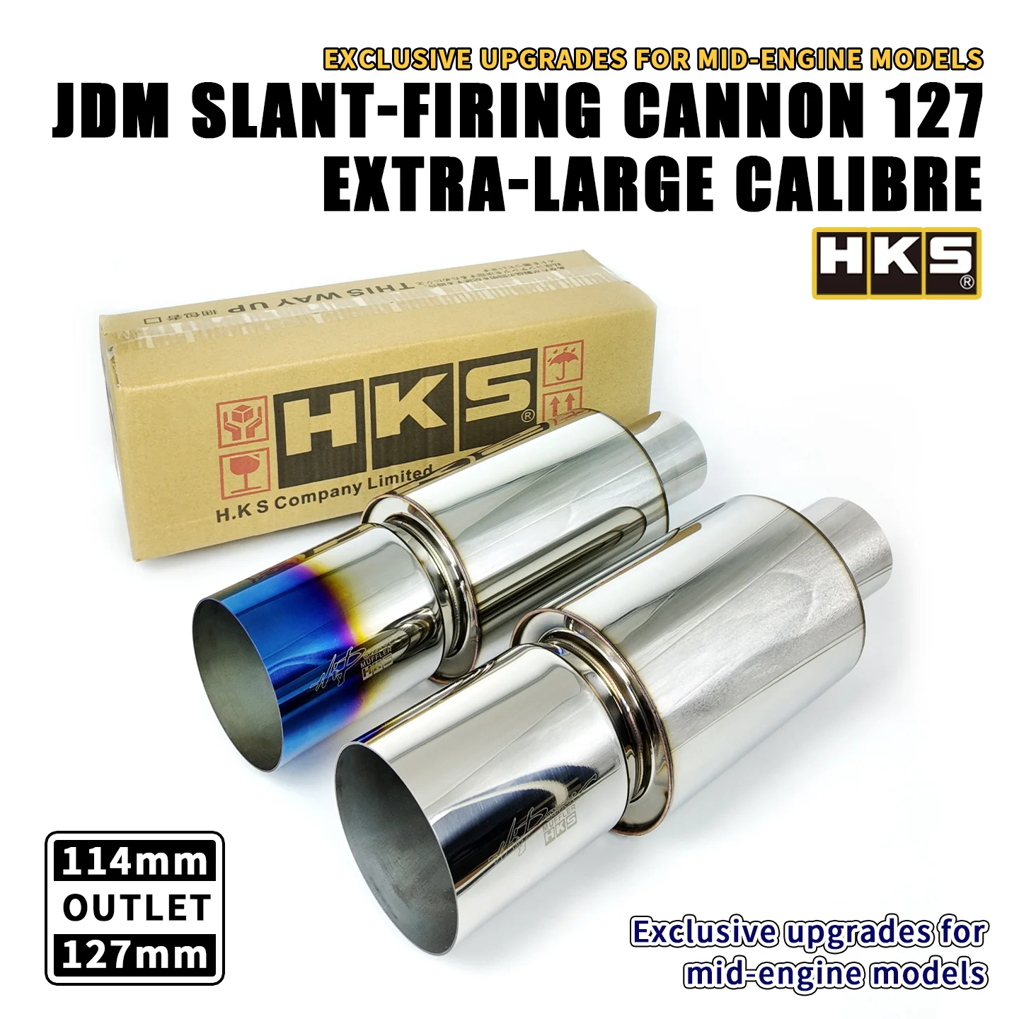 HKS Auspuffendrohr mit großem Durchmesser 127mm/114mm Schalldämpfer-Endstück für Fahrzeugmodifikation im JDM-Player-Stil Image