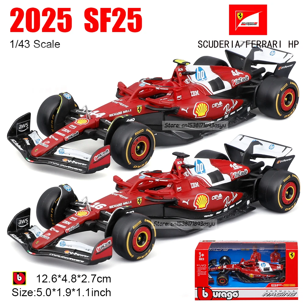 Bburago 1:43 F1 2025 Ferrari SF25 # 16 Charles Leclerc # 44 Lewis Hamilton Legierung Auto Druckguss-Modell Sammlerstück Monza GP # 16 Image