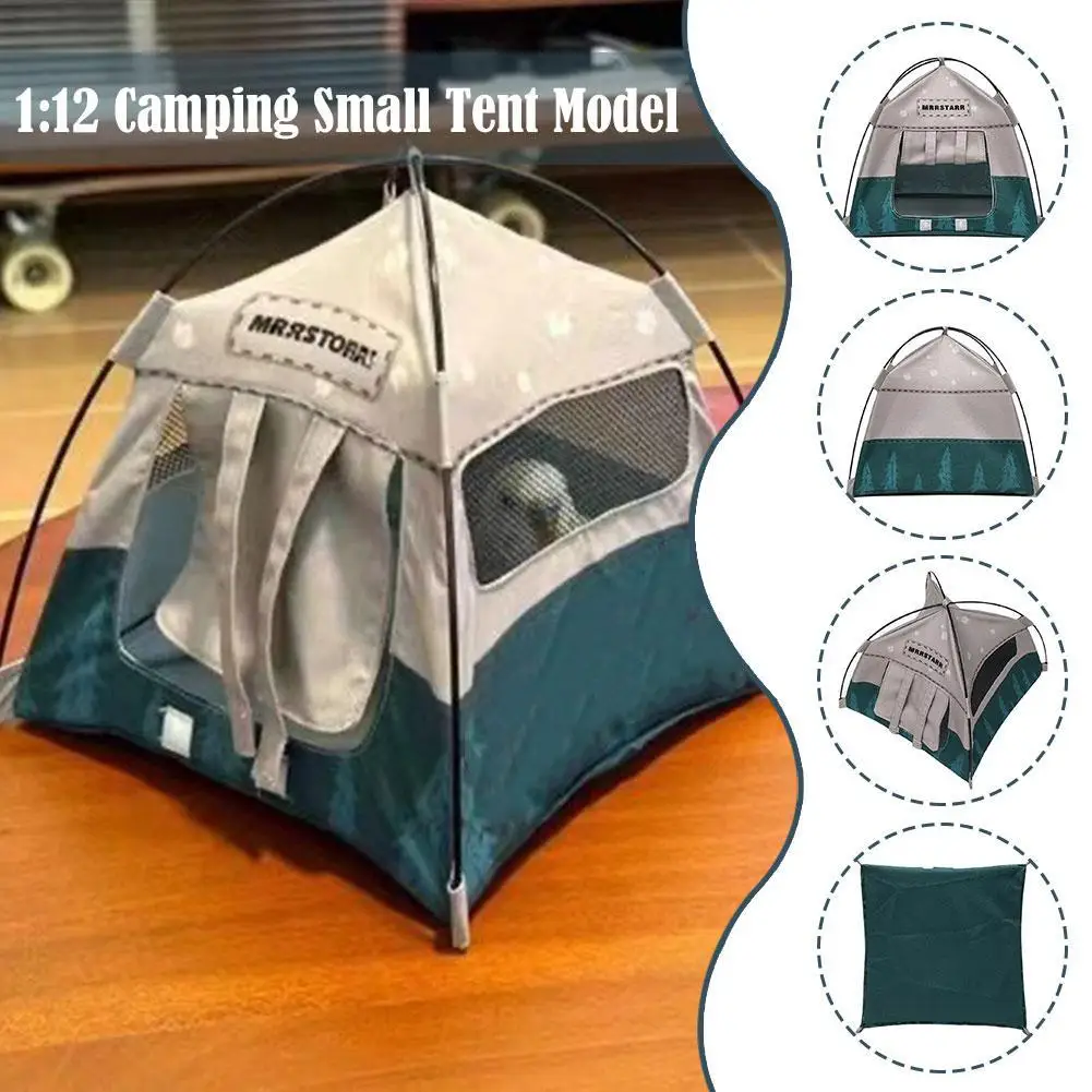 Petite tente de camping modèle 18,5 cm, accessoires de scène miniatures réalistes en tissu, accessoires de photographie, décoration de maison de poupée, jouet cadeau