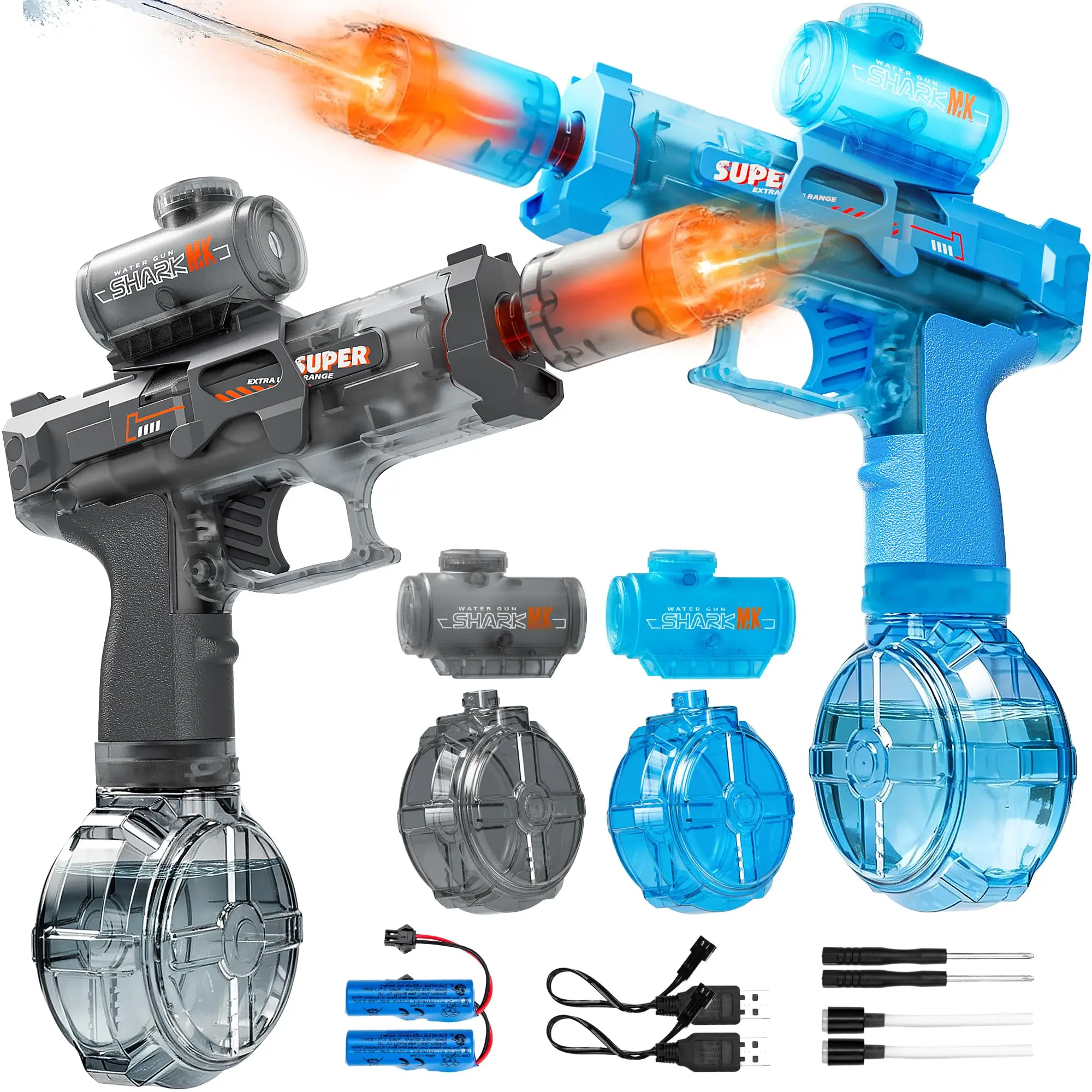 Elektrische Wasserpistole für Kinder, Automatische Spritzpistole mit Licht & Wiederaufladbarer Wasserblaster für Outdoor-Sommer-Pool-Strand-Spielzeug Image