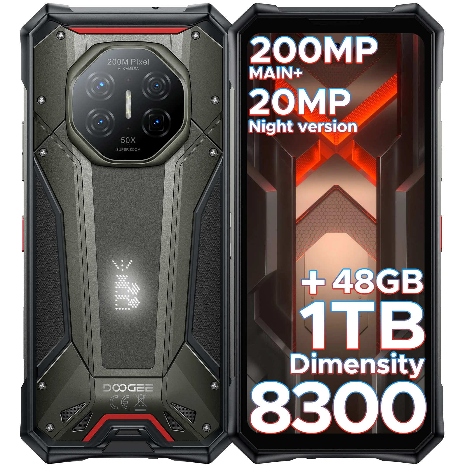 DOOGEE S300 Plus 5G Outdoor-Smartphone Dimensity 8300 48GB RAM (12GB+36GB) 1TB ROM 6,78'' Display 11000mAh AI Quad-Kamera Android 16 Image