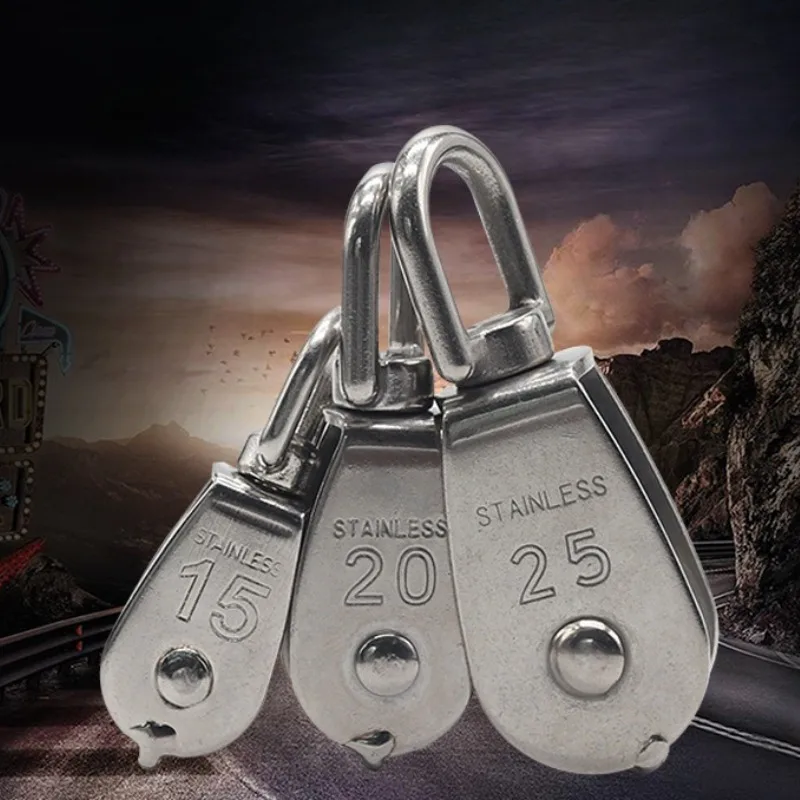 Edelstahl Einzelrad-Schwenk-Hebezug-Set - M15/M20/M25/M32/M50 Seilrolle für Hebewerkzeuge Image