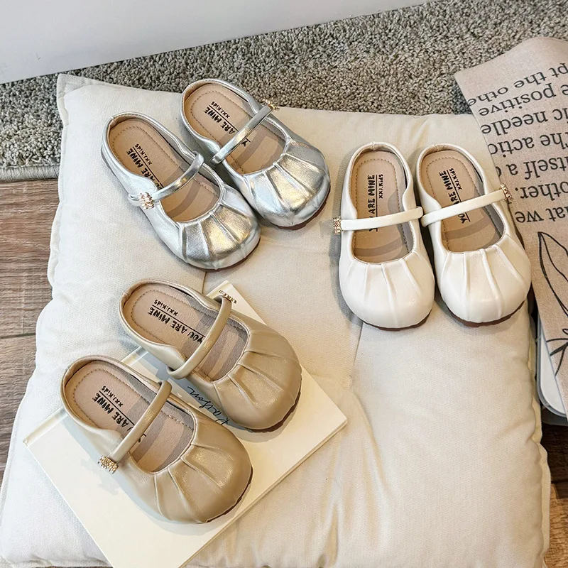Mädchen Sommer Prinzessinnen-Slipper – Geschlossene Zehenpartie, weiche Sohle, für den Alltag im Freien, modische Kinderschuhe Image