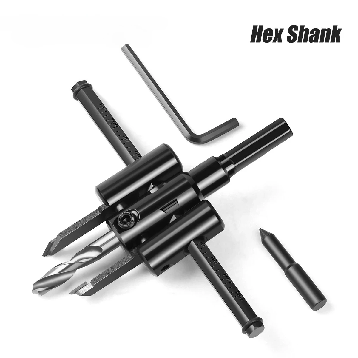 1 Stück 3/4-12/20/30cm Verstellbarer Lochöffner Kreisförmiger Lochschneider Holz-Trockenbau-Bohrer Säge Flugzeugtyp Holzbohrer DIY-Werkzeug Image