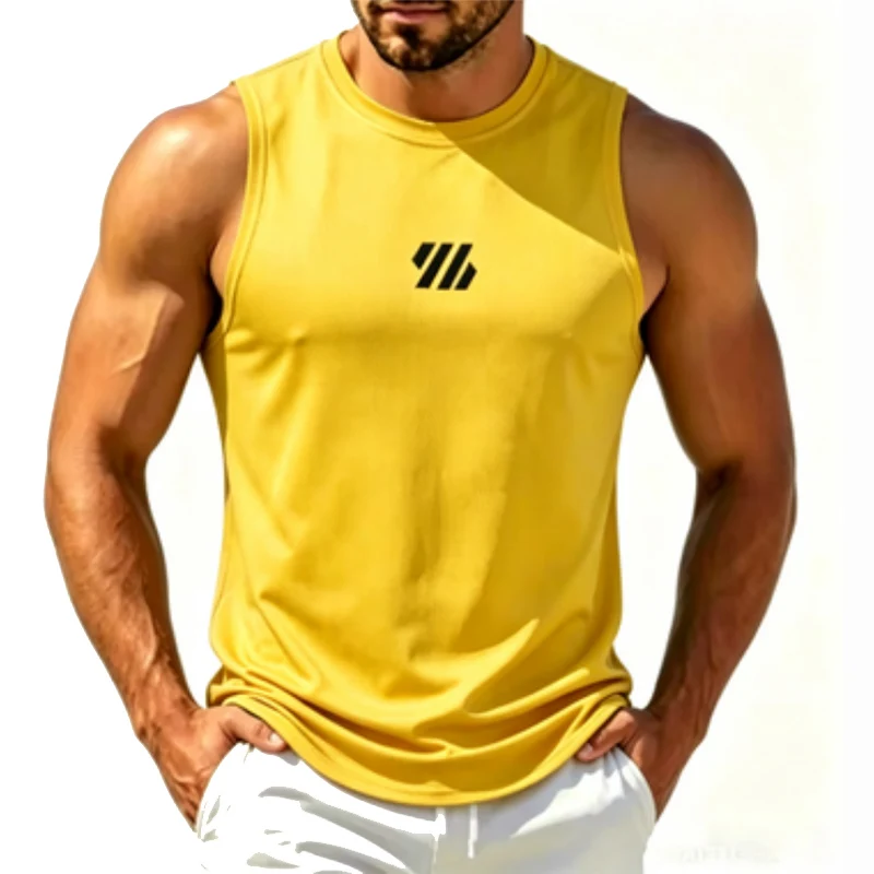 New Men Tank Tops Sleeveless Shirt Polyester Mesh Material Quick Dry Breathable Men Workout Fitness Basketball Top Tee