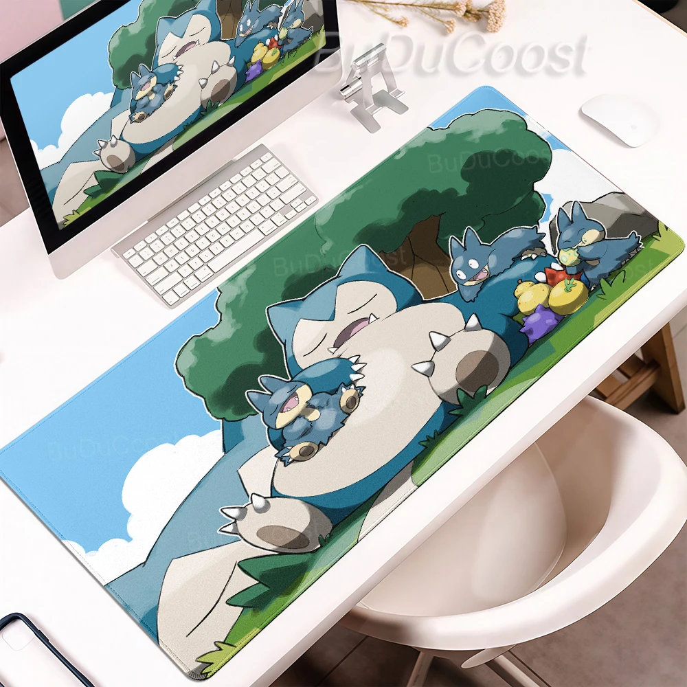 Großes E-Sport-Mauspad aus Gummi, XXL, Gamer-PC-Tastatur-Schreibtischunterlage, Büro-Laptop, Kawaii P-Pokemons Snorlax Mosuepad, Schreibtischzubehör Image