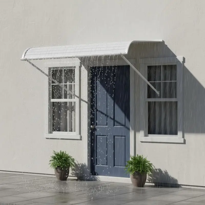 Eingangstür-Vordach 101,6x106,6 cm, Aluminium-Türüberdachung, Schutz vor Regen, Schnee, Sonne, Stabiles Vordach für Eingangstüren, Veranda-Fenster, Balkone