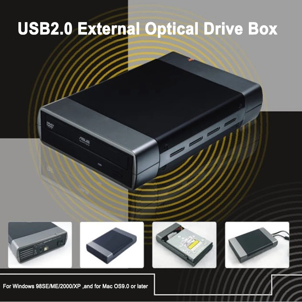 2,5-Zoll-externes Festplatten gehäuse USB3.0/5,25 bis SATA-HDD-SSD-Gehäuse Gehäuse Unterstützung DVD Mobile HDD-Box 16-Gang-Aufnahme Image